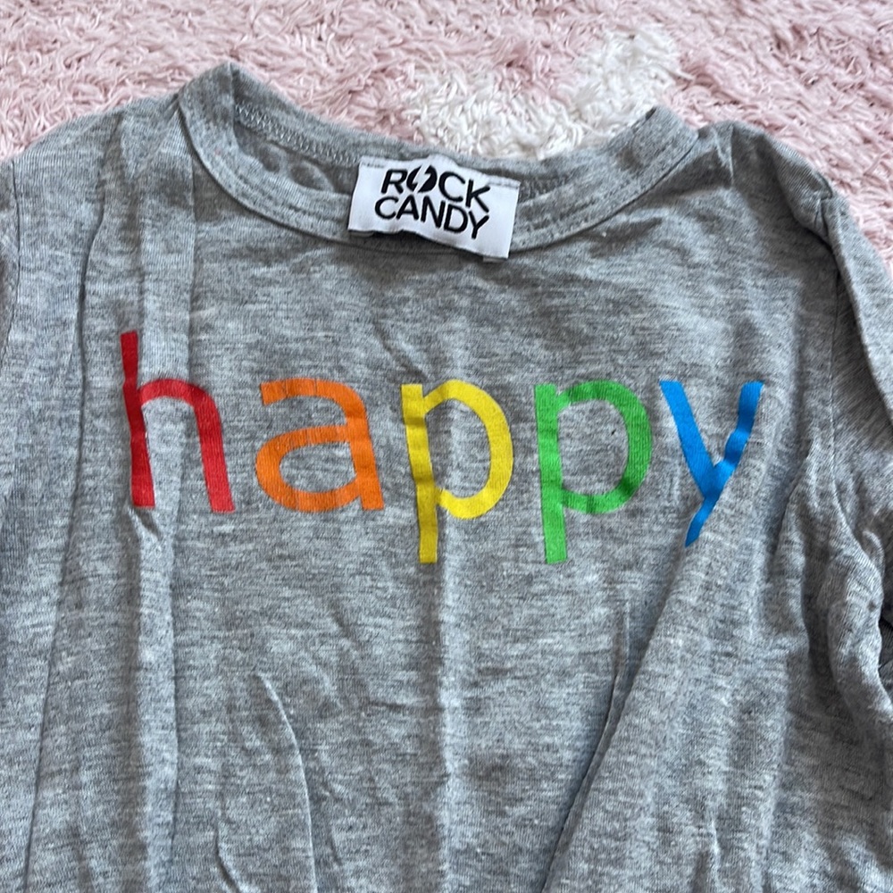 Rock & Candy long sleeve grey shirt happy size 4 T - Picture 3 of 4